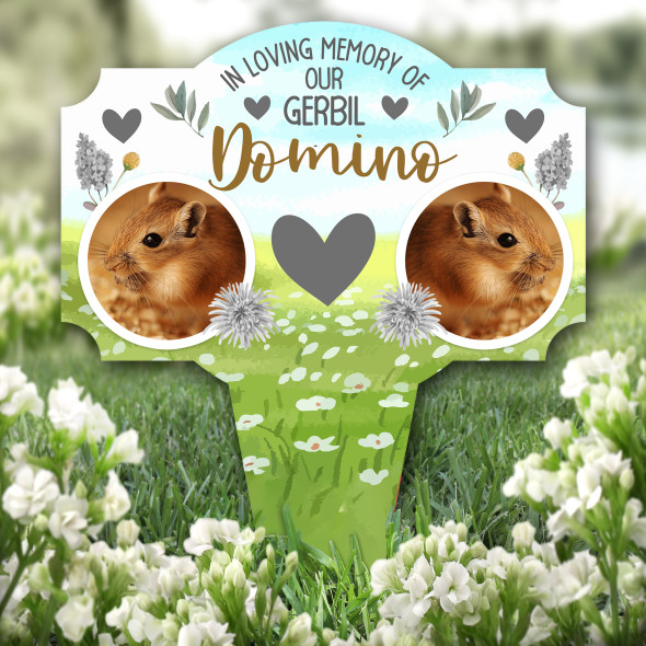 Loving Memory Our Gerbil Pet Photo Remembrance Grave Plaque Memorial Stake