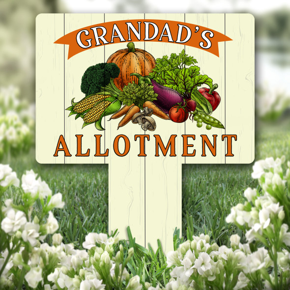 Colourful Vegetables Grandad's Allotment Gift Garden Plaque Sign Stake
