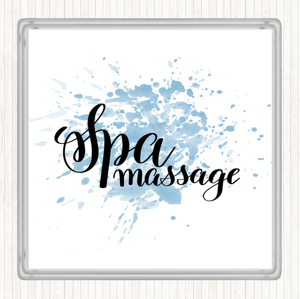 Blue White Spa Massage Inspirational Quote Coaster