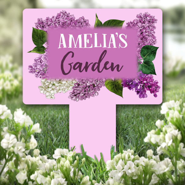 Pink Flowers Garden Personalised Gift Garden Plaque Sign Ground Stake