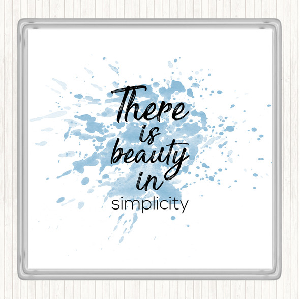 Blue White Beauty In Simplicity Inspirational Quote Coaster