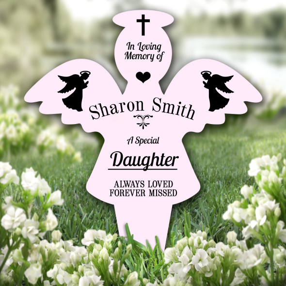 Angel Pink Daughter Praying Remembrance Garden Plaque Grave Memorial Stake