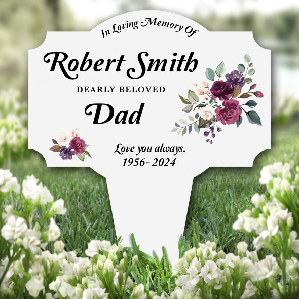 Dad Floral Remembrance Garden Plaque Grave Marker Personalised Memorial Stake