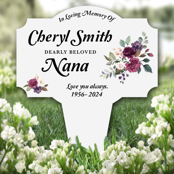 Nana Floral Remembrance Garden Plaque Grave Marker Personalised Memorial Stake