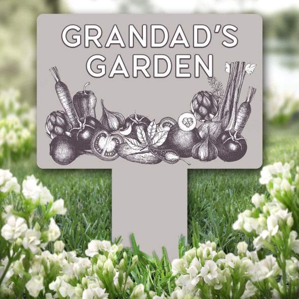Vegetables Grandad's Garden Personalised Gift Garden Plaque Sign Ground Stake