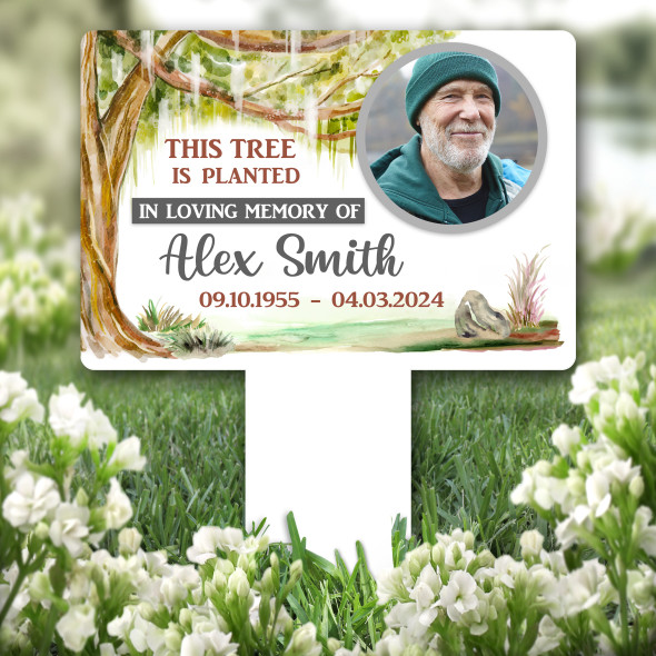 Tree Planted Photo Remembrance Garden Plaque Grave Marker Memorial Stake