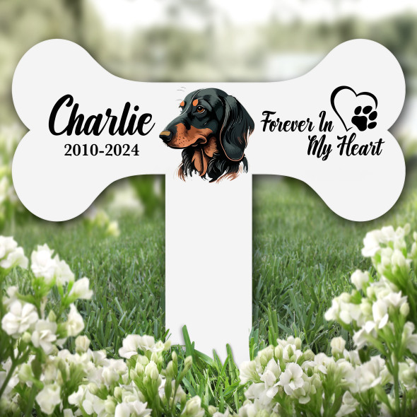 Bone Dachshund Dog Heart Pet Remembrance Garden Plaque Grave Memorial Stake