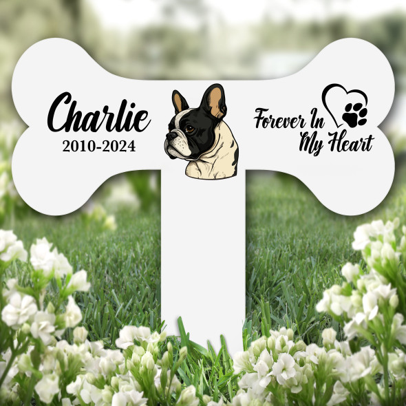 Bone French Bulldog Heart Pet Remembrance Garden Plaque Grave Memorial Stake
