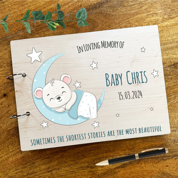 Blue Bear Childrens Baby Sympathy In Loving Memory Funeral Condolence Guest Book