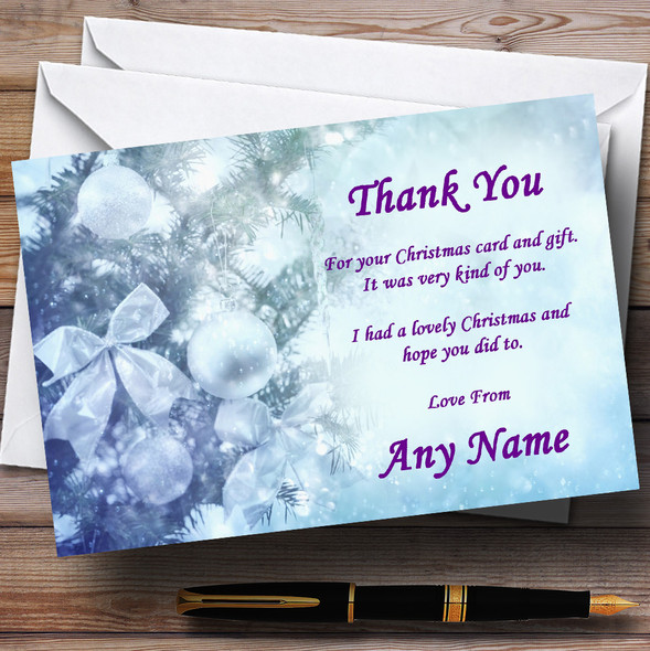 Pale Blue Customised Christmas Party Thank You Cards