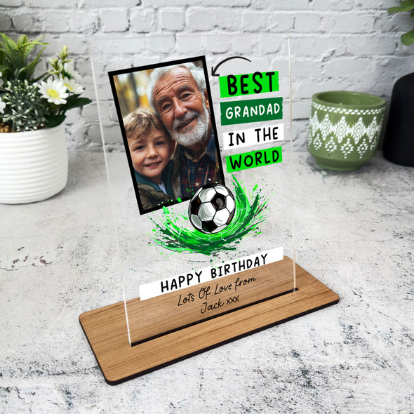 Grandfather Birthday Gift Grandad Football Photo Personalised Acrylic Plaque