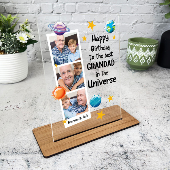 Grandfather Birthday Gift Universe Planets Photo Personalised Acrylic Plaque