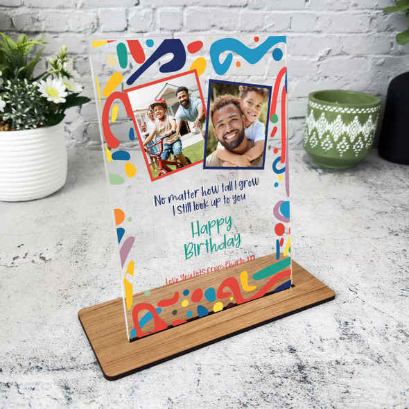 Birthday Gift For Dad Colourful Abstract Photo Personalised Acrylic Plaque
