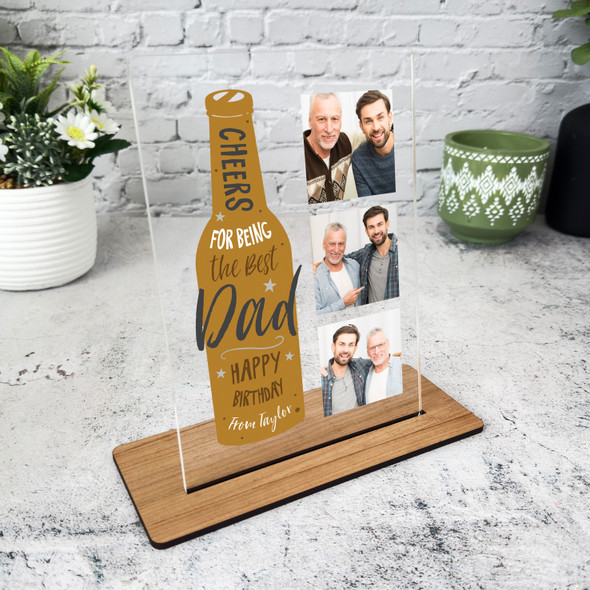 Cheers Best Dad Beer Photo Birthday Gift Personalised Acrylic Plaque