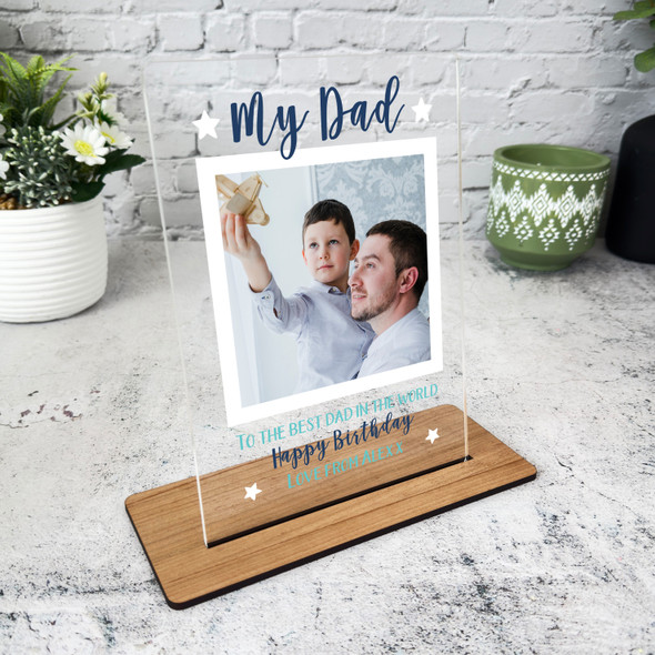 My Dad Best Dad Blue Birthday Gift Photo Personalised Acrylic Plaque