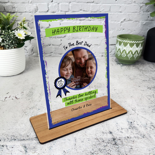 Birthday Gift Best Dad Ever Round Photo Personalised Acrylic Plaque
