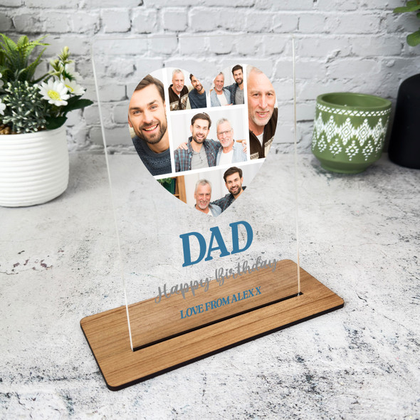 Dad Heart Photo Birthday Gift Personalised Acrylic Plaque