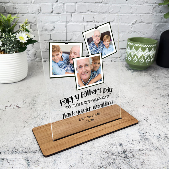 Grandfather Fathers Day Gift Grandad Hanging Photos Personalised Acrylic Plaque