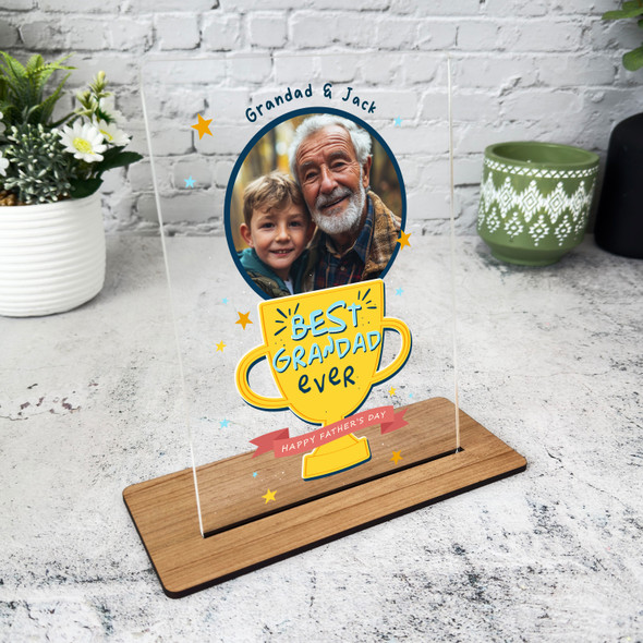 Grandfather Fathers Day Gift Grandad Trophy Photo Personalised Acrylic Plaque