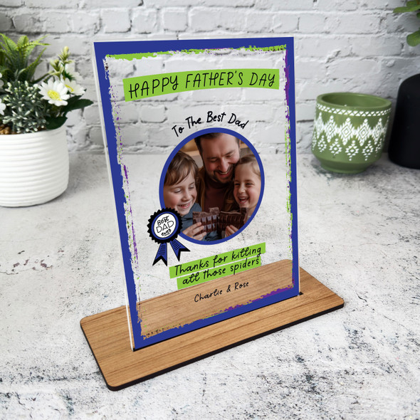 Fathers Day Gift Best Dad Ever Round Photo Personalised Acrylic Plaque