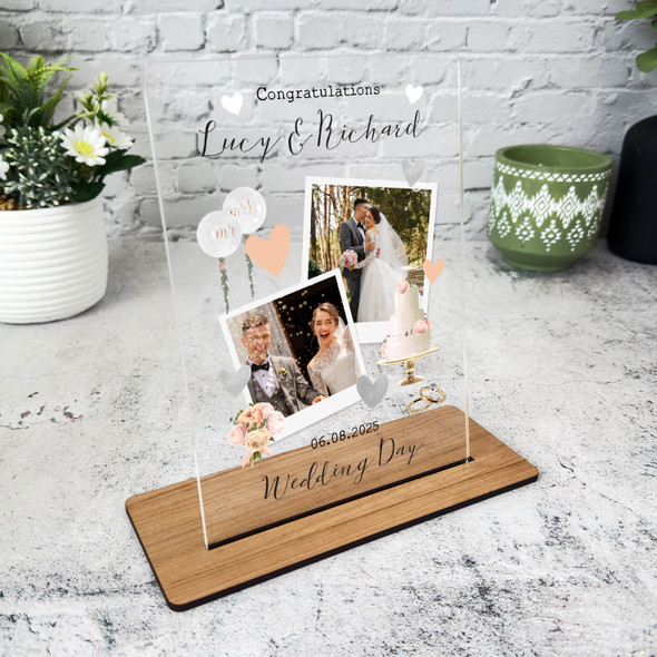 Wedding Day Gift Photo Balloons Personalised Acrylic Plaque