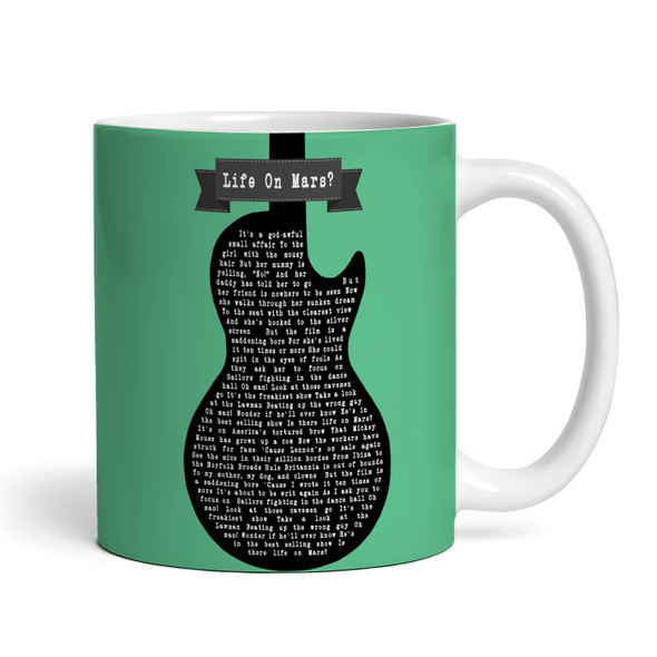 Green Guitar Any Song Lyrics Custom Music Gift Coffee Tea Cup Personalised Mug