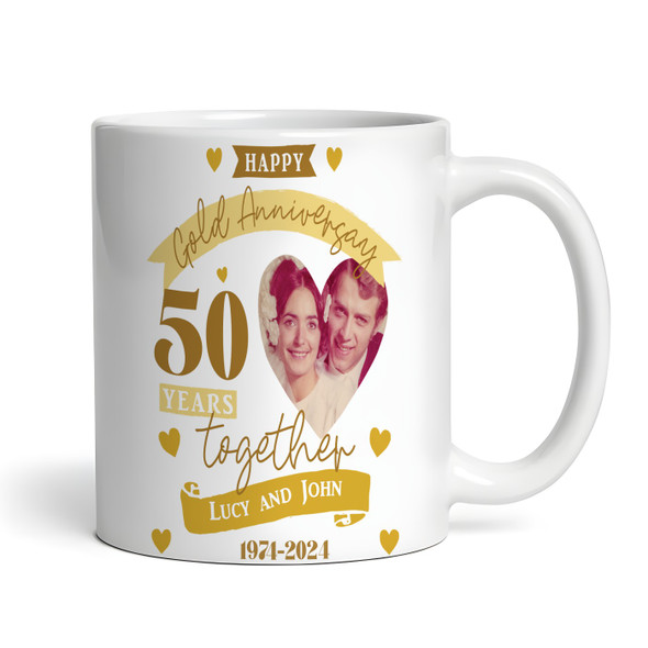 50 Years Together 50th Wedding Anniversary Gift Gold Photo Personalised Mug