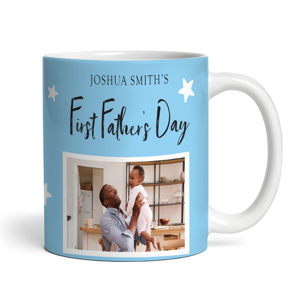 First Father's Day Gift Photo Blue Coffee Tea Cup Personalised Mug