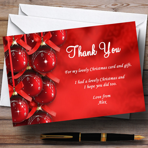 Red Shiny Customised Christmas Party Thank You Cards