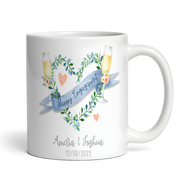 Happy Engagement Gift Blue Banner Flute Photo Coffee Tea Cup Personalised Mug
