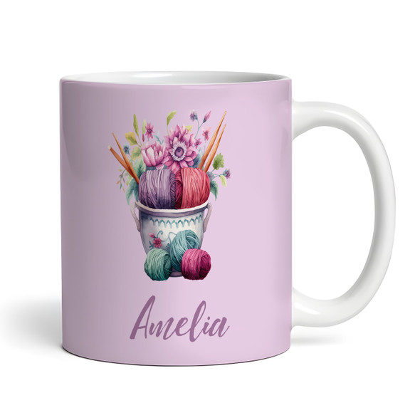 Knitting Gift Purple Yarn Coffee Tea Cup Personalised Mug