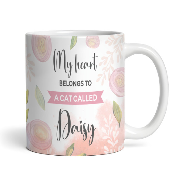 My Hearts Belongs To A Cat Lover Gift Pink Photo Coffee Tea Cup Personalised Mug
