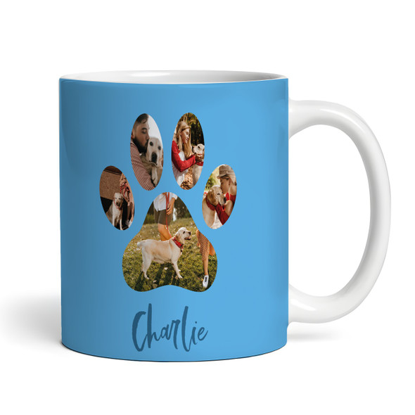 Pet Cat Dog Lover Gift Paw Print Photo Blue Coffee Tea Cup Personalised Mug