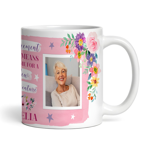 Retirement Gift Flowers Pink Photo Coffee Tea Cup Personalised Mug