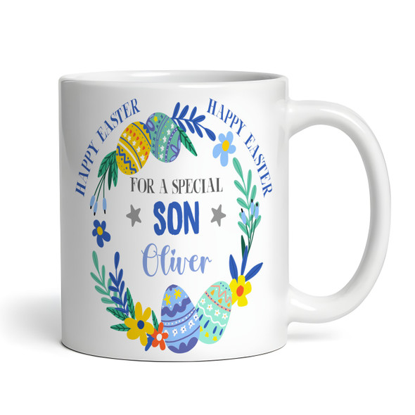 Son Happy Easter Gift Egg Floral Wreath Coffee Tea Cup Personalised Mug