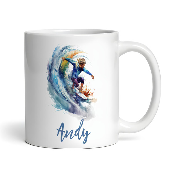 Surfer Gift Blue Paint Photo Coffee Tea Cup Personalised Mug