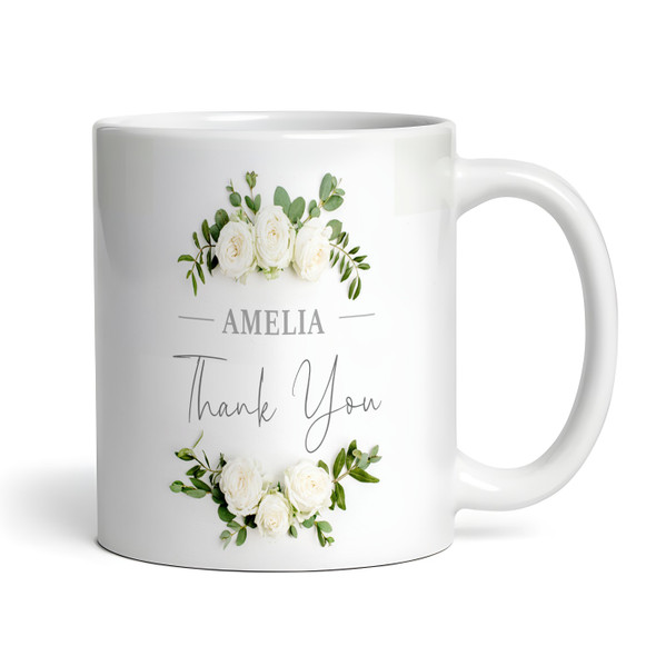 Thank You Gift White Flowers Coffee Tea Cup Personalised Mug