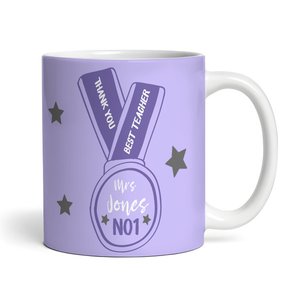 Best Teacher Gift Purple Medal Coffee Tea Cup Personalised Mug