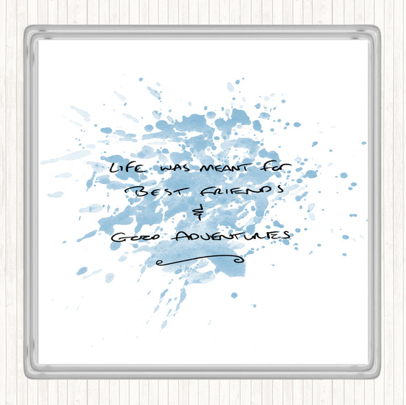 Blue White Best Friends Inspirational Quote Coaster