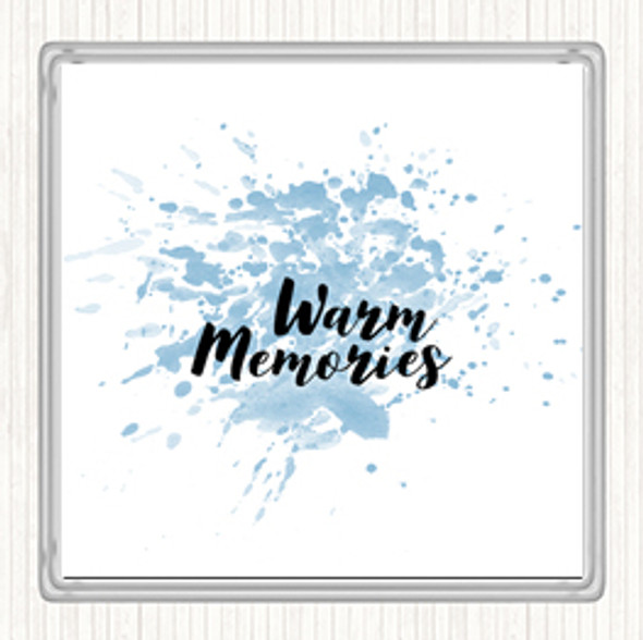 Blue White Warm Memories Inspirational Quote Coaster