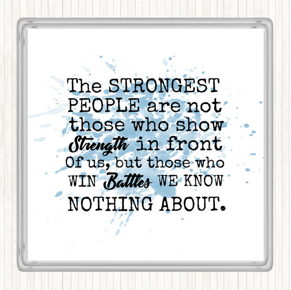 Blue White Win Battles Inspirational Quote Coaster