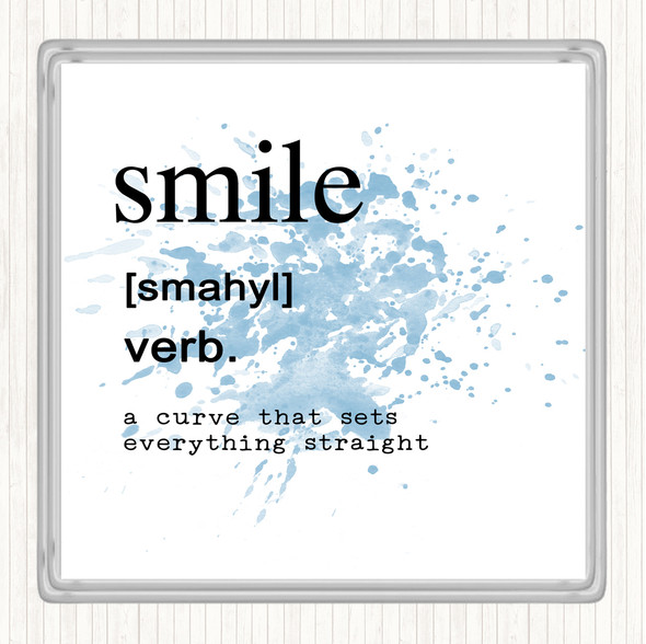 Blue White Word Definition Smile Inspirational Quote Coaster