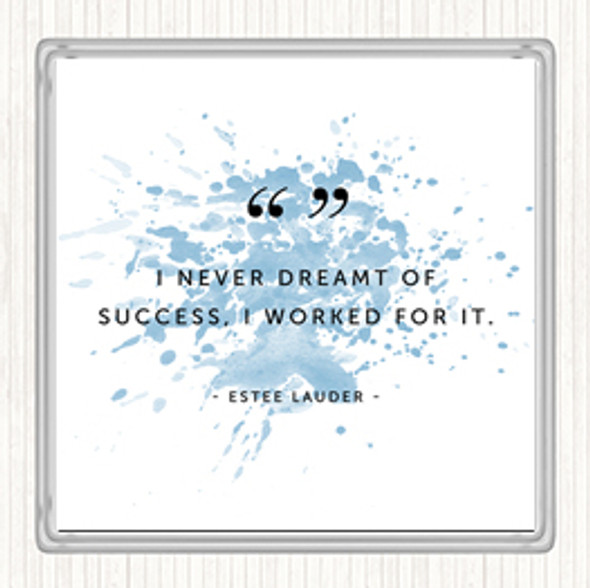 Blue White Worked For Success Inspirational Quote Coaster