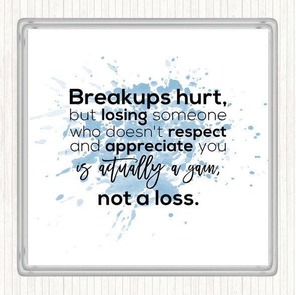 Blue White Breakups Hurt Inspirational Quote Coaster