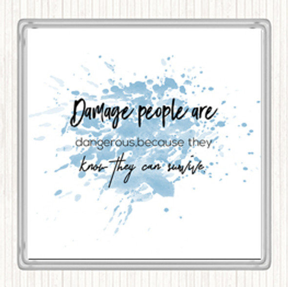 Blue White Can Survive Inspirational Quote Coaster