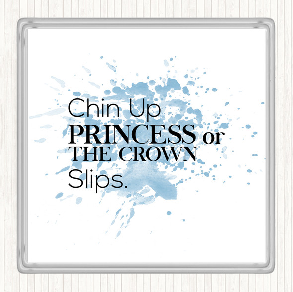 Blue White Chin Up Inspirational Quote Coaster