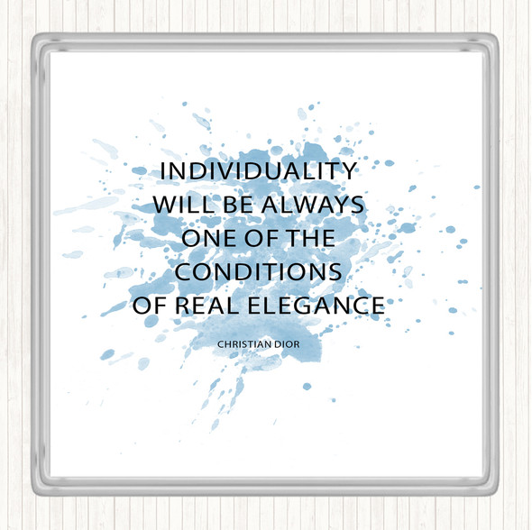 Blue White Christian Dior Individuality Inspirational Quote Coaster