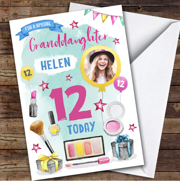 Girl's Make Up Beauty Photo Granddaughter 12th Birthday Personalised Card