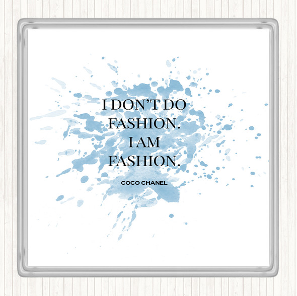 Blue White Coco Chanel I Am Fashion Inspirational Quote Coaster