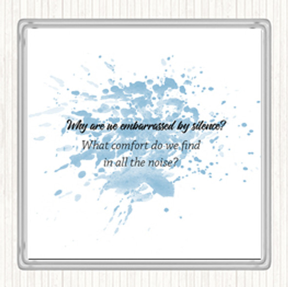 Blue White All The Noise Inspirational Quote Coaster